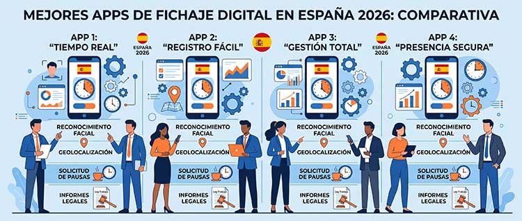 Mejores apps de fichaje digital en España 2026: comparativa