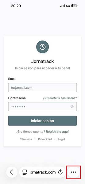 En iOS, abre Jornatrack en Safari