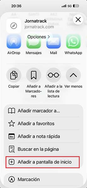 En iOS, pulsa el botón Compartir